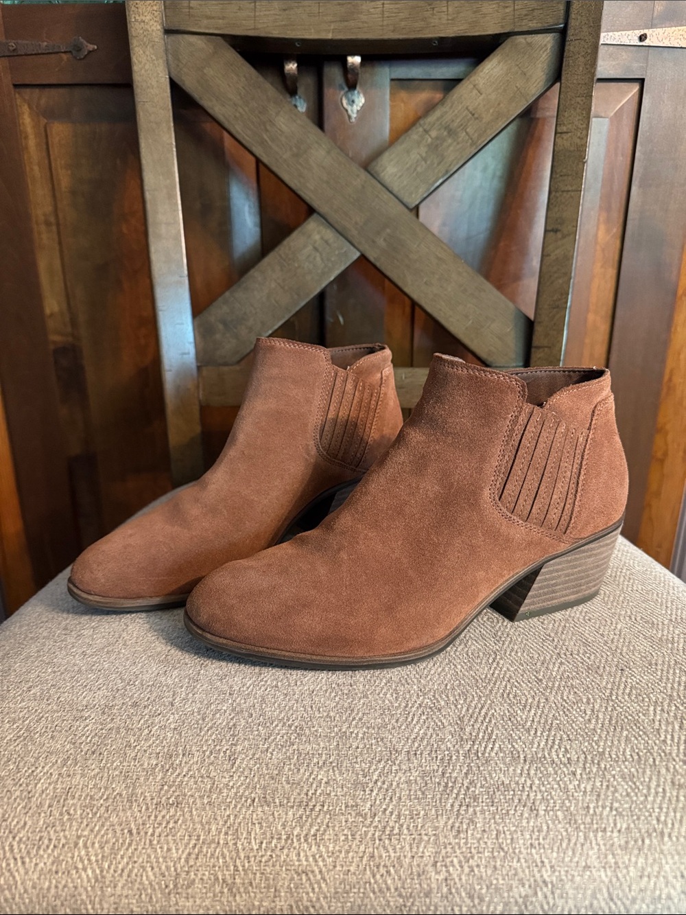 Dr. Scholl's Chestnut Suede Ankle Booties